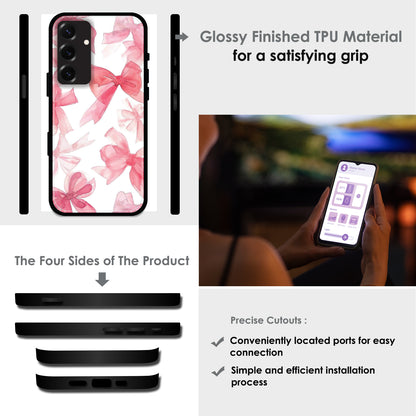 Cute Pink Bows - Glossy Metal Silicone Cases for Samsung