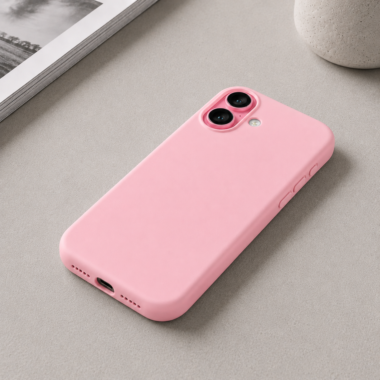 Sand Pink Liquid Silicone Case For Apple iPhone Models