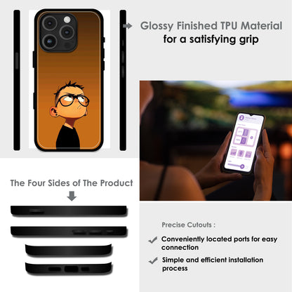 Stylish Cartoon Boy - Glossy Metal Silicone Cases for Apple iPhone