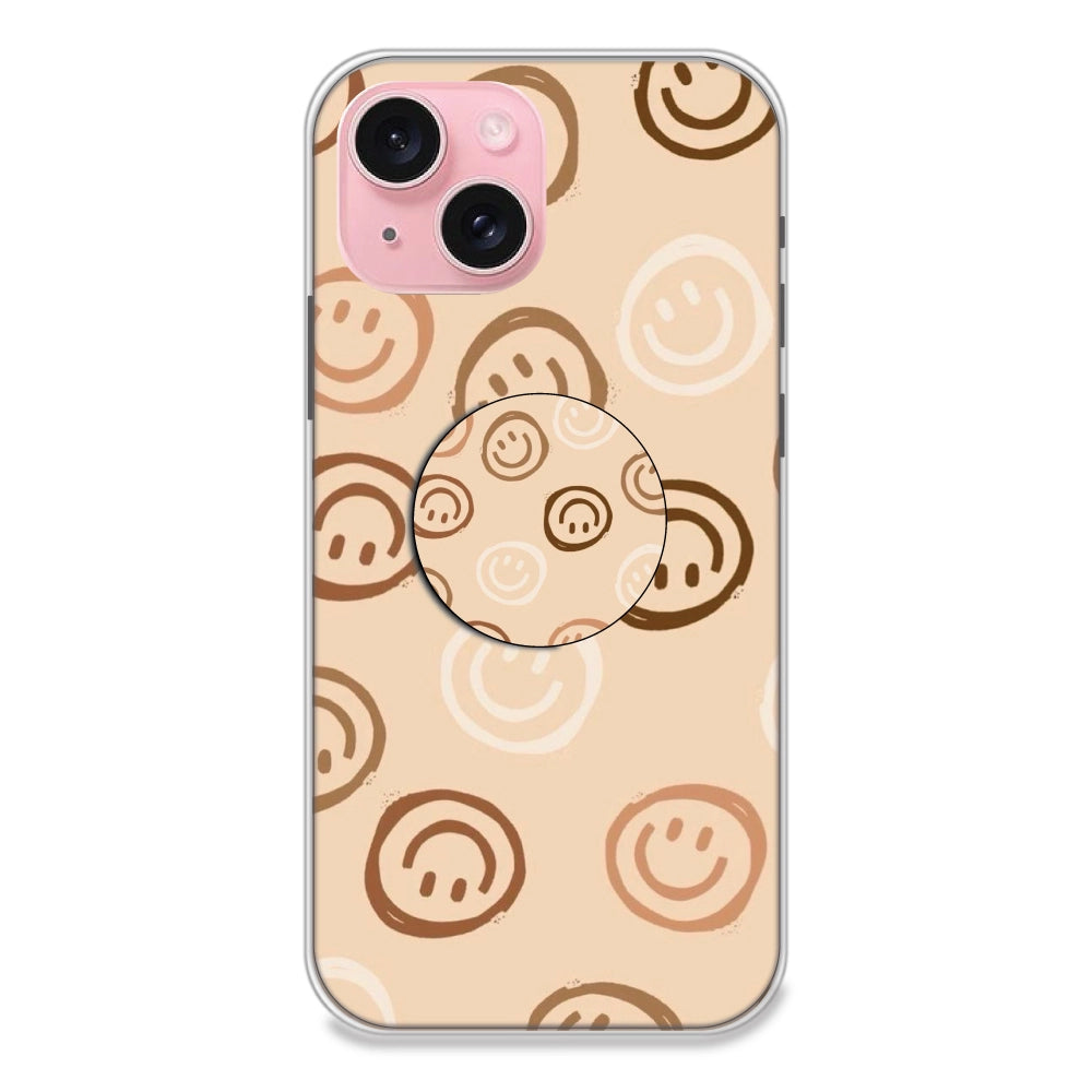 Brown Smilies - Silicone Grip Case For Apple iPhone Models iPhone 15