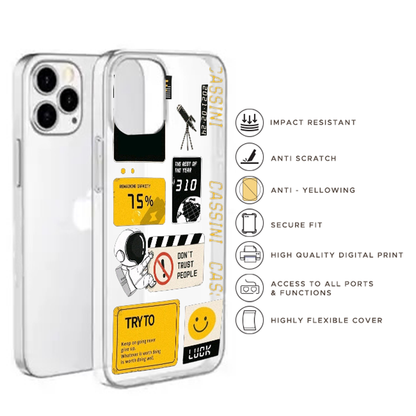 Space - Clear Printed Case For iPhone Models infographic