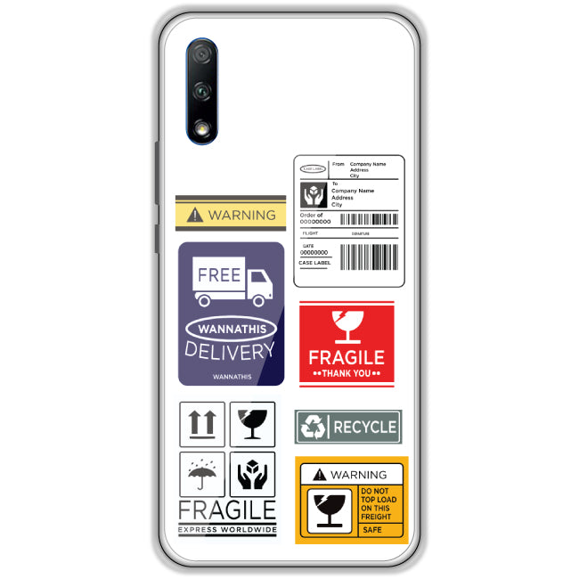 Caution Labels - Clear Printed Case For Honor Models honor 9x