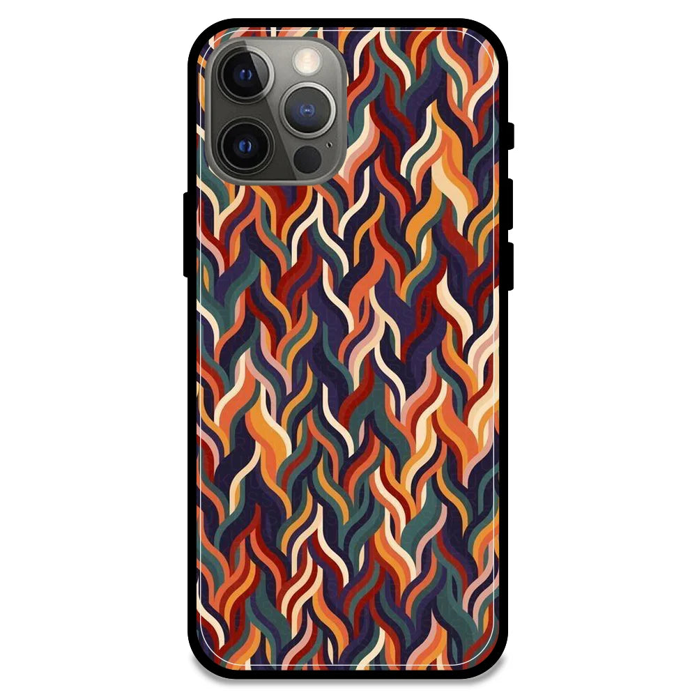 Abstract Colorful Waves - Glossy Metal Silicone Case For Apple iPhone Models- Apple iPhone 12 pro