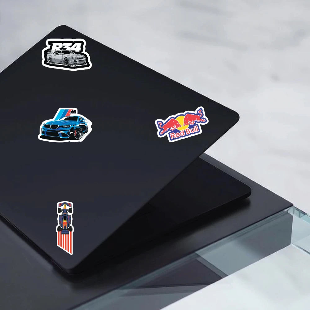  Car Racing Stickers Pack – 40 Supercar Waterproof Stickers Infographic