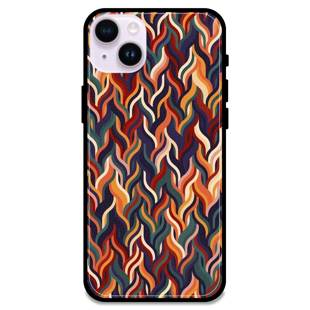 Abstract Colorful Waves - Glossy Metal Silicone Case For Apple iPhone Models- Apple iPhone 14 plus