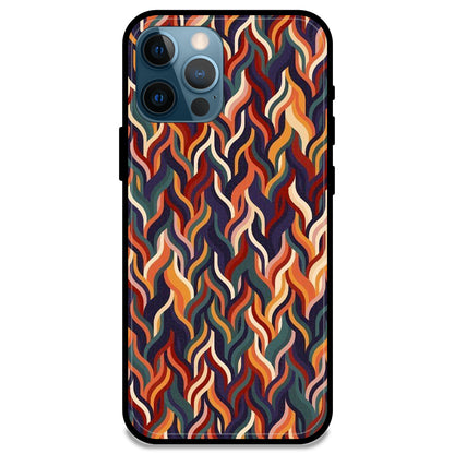 Abstract Colorful Waves - Glossy Metal Silicone Case For Apple iPhone Models- Apple iPhone 14 pro