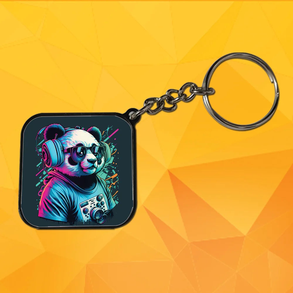 DJ Animals  - A Combo Of 4 Black Border Dual Printed Keychains