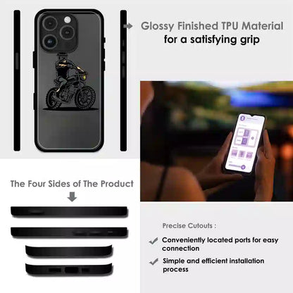 Vintage Biker Rider Art - Glossy Metal Silicone Case For Apple iPhone Infographic