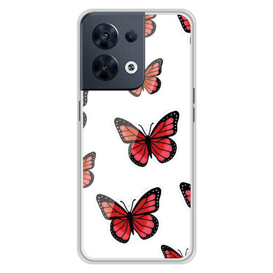 Red Butterfly - Clear Printed Silicon Case For Oppo Models