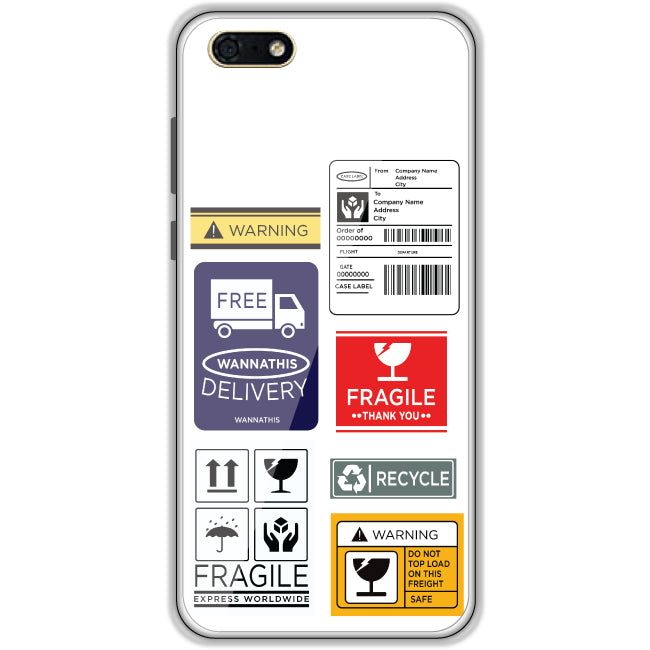 Caution Labels - Clear Printed Case For Honor Models honor 7s