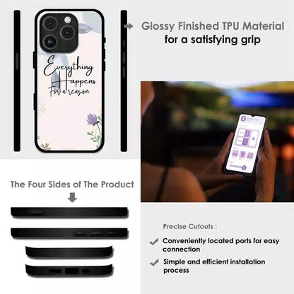 Everything Happens Quote - Glossy Metal Silicone Case For Apple iPhone Infographic