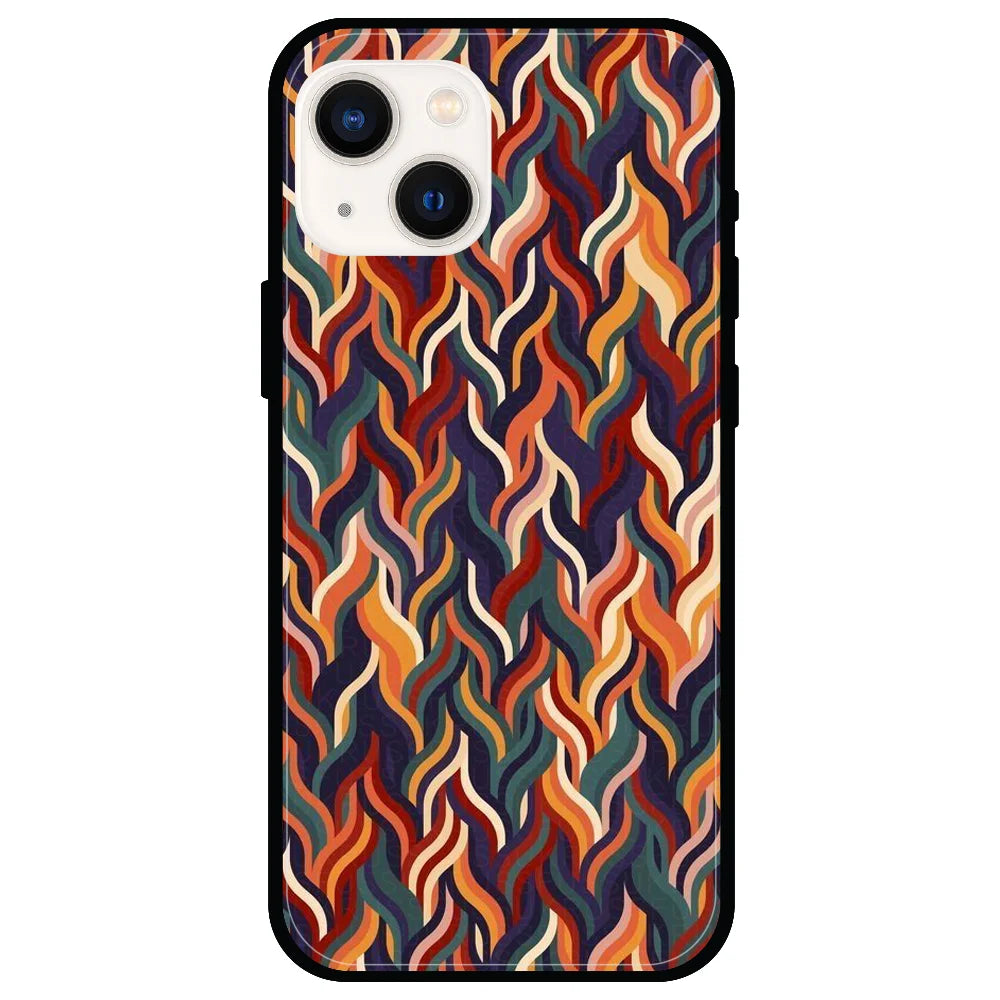 Abstract Colorful Waves - Glossy Metal Silicone Case For Apple iPhone Models- Apple iPhone 13