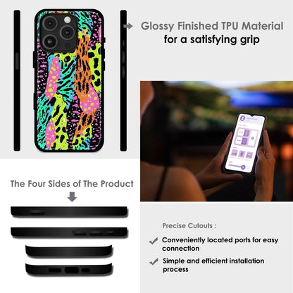 Colorful Artistic Paint Splash - Glossy Metal Silicone Case For Apple iPhone Infographic