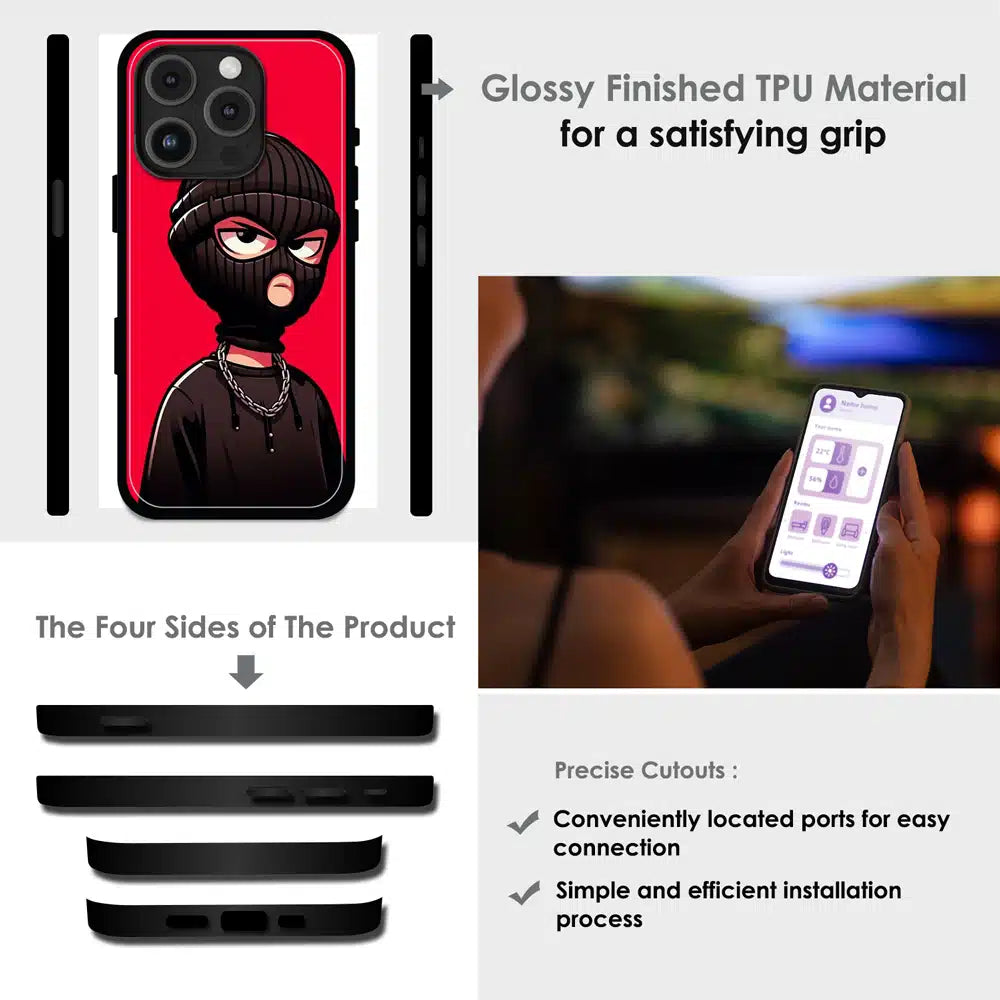 Masked Rebel Street Art - Glossy Metal Silicone Case For Apple iPhone Infographic