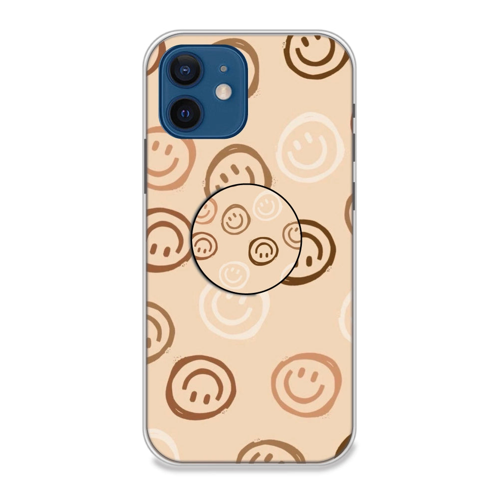 Brown Smilies - Silicone Grip Case For Apple iPhone Models iPhone 12