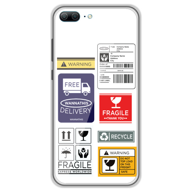 Caution Labels - Clear Printed Case For Honor Models honor 9I