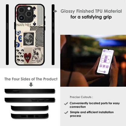 Romantic Art Collage - Glossy Metal Silicone Case For Apple iPhone Infographic