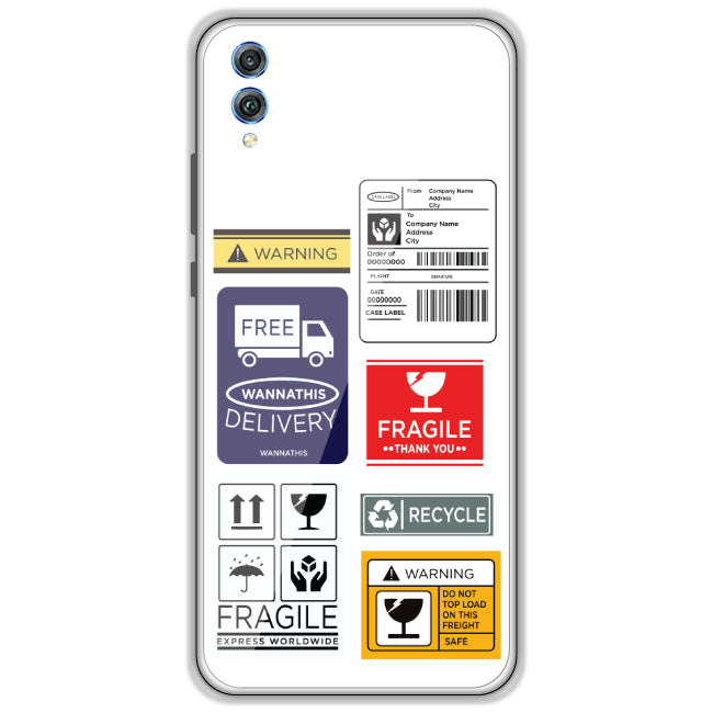 Caution Labels - Clear Printed Case For Honor Models honor 8x
