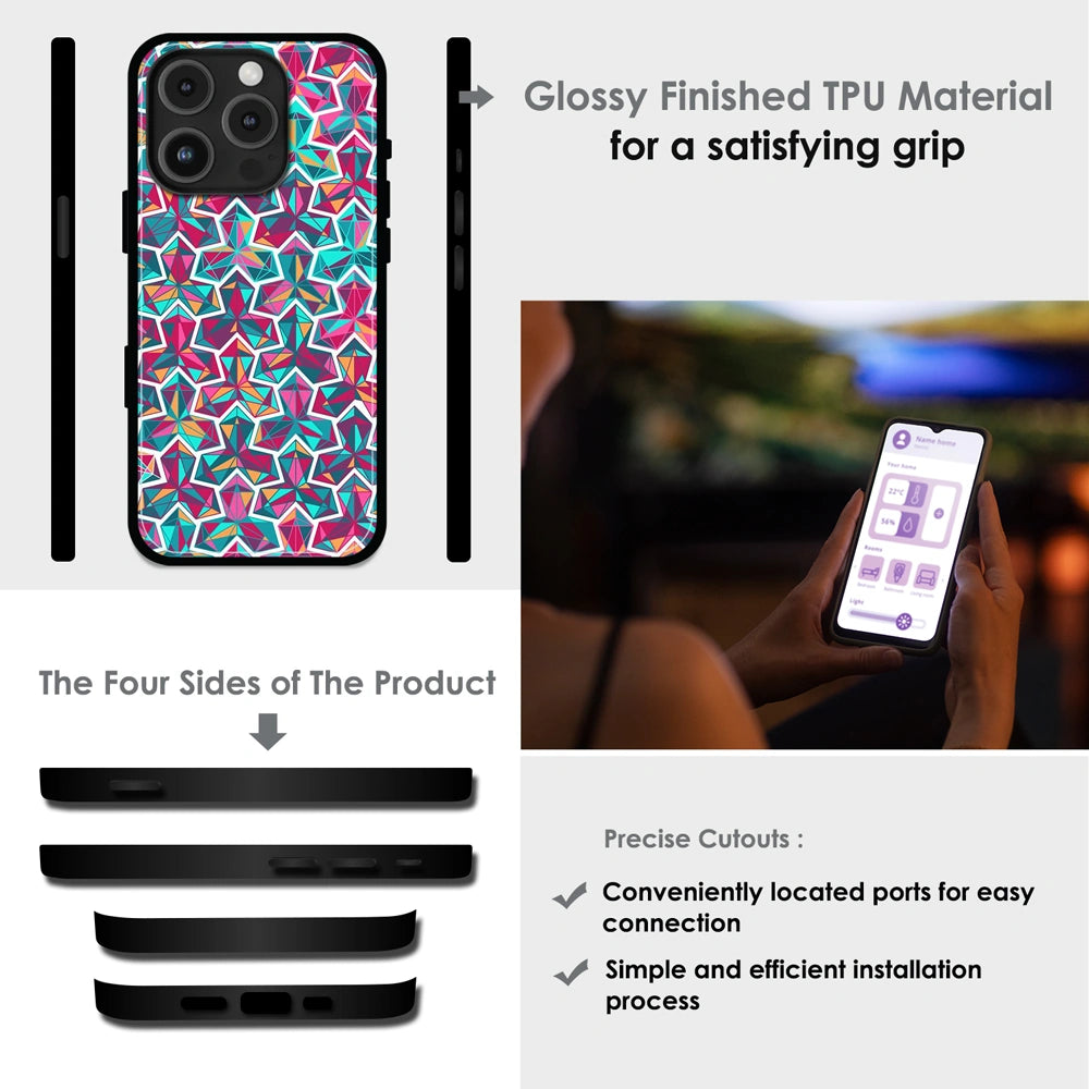 Colorful Abstract - Glossy Metal Silicone Case For Apple iPhone Infographic