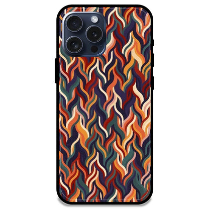 Abstract Colorful Waves - Glossy Metal Silicone Case For Apple iPhone Models- Apple iPhone 15 pro