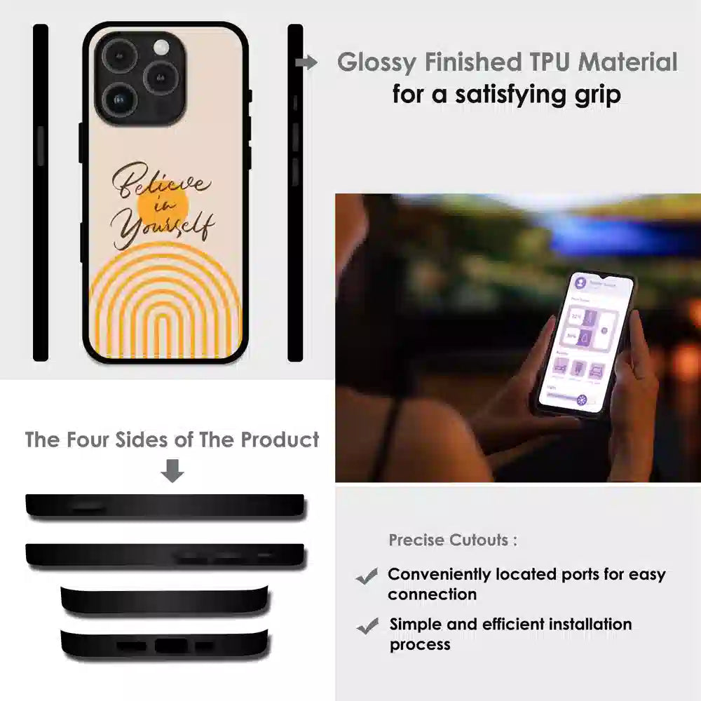 Believe in Yourself Minimal - Glossy Metal Silicone Case For Apple iPhone Infographic