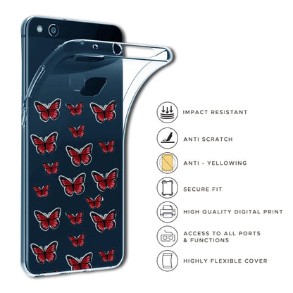 Red Butterfly - Clear Printed Silicon Case For Motorola Models infographic