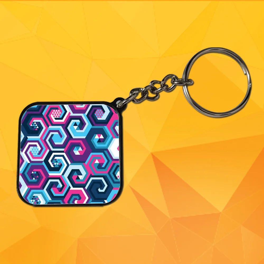 Geometric - A Combo Of 4 Black Border Keychains