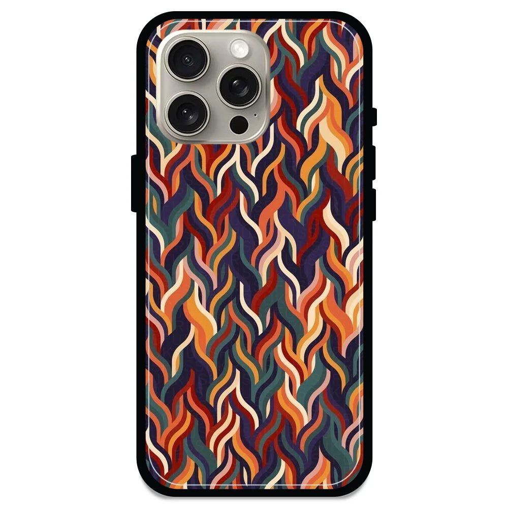 Abstract Colorful Waves - Glossy Metal Silicone Case For Apple iPhone Models- Apple iPhone 15 pro max