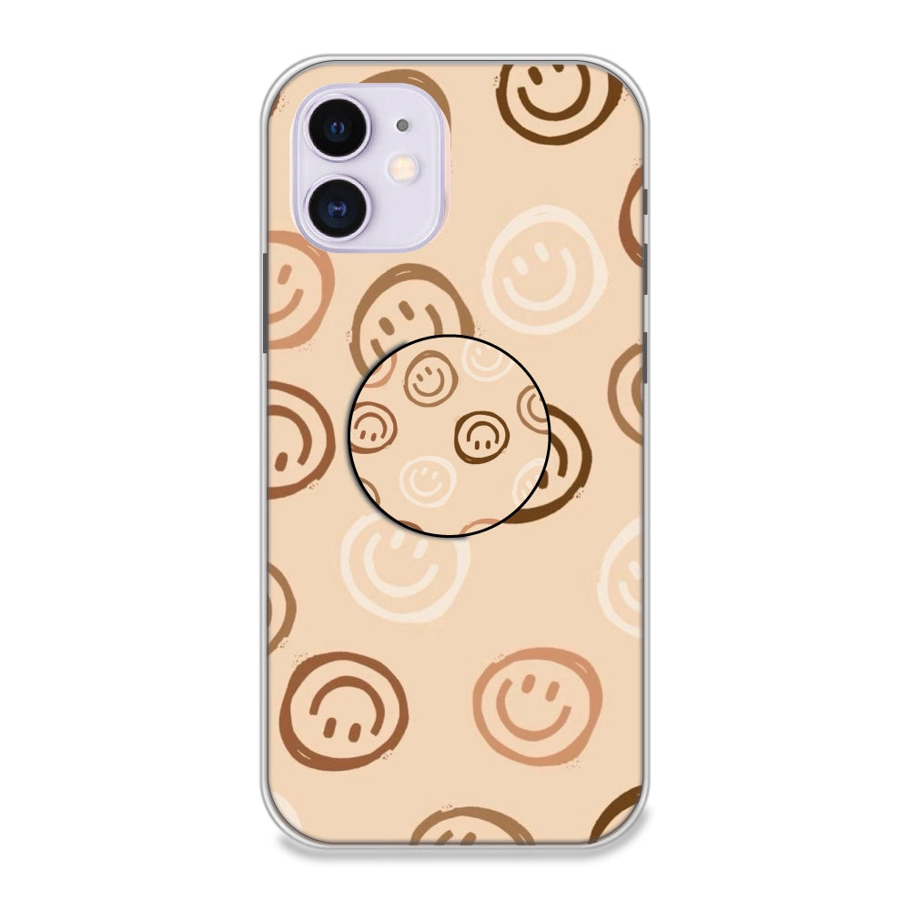 Brown Smilies - Silicone Grip Case For Apple iPhone Models iPhone 11