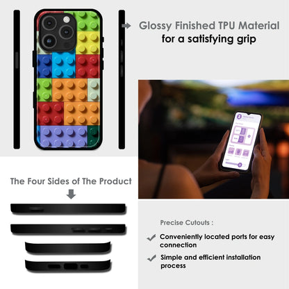 3D Brick Texture - Glossy Metal Silicone Case For Apple iPhone Infographic