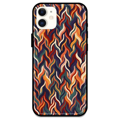 Abstract Colorful Waves - Glossy Metal Silicone Case For Apple iPhone Models- Apple iPhone 11