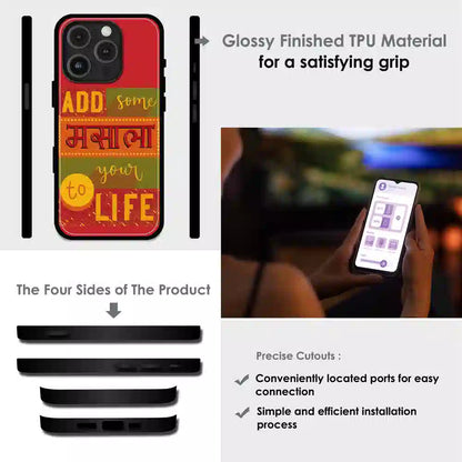 Add Masala to Life Quote - Glossy Metal Silicone Case For Apple iPhone Infographic