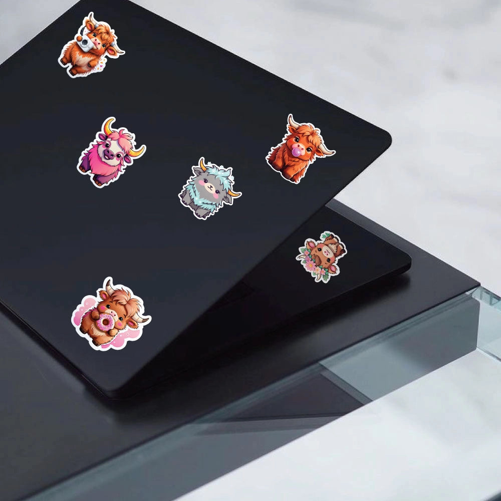 Highland Cow – 40 Waterproof Aesthetic Stickers for Phone Cases, Clear Covers, Journals, Scrapbooks & More Infographic