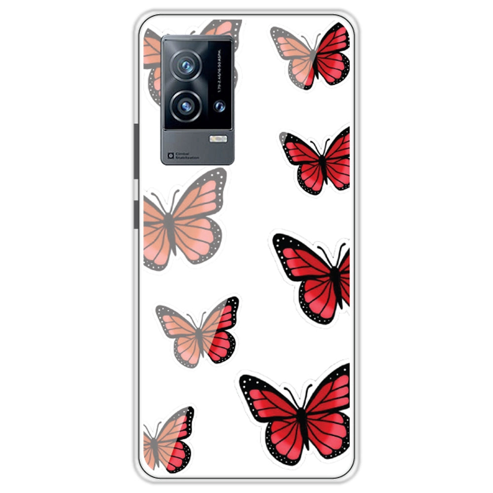Red Butterfly - Clear Printed Silicone Case For iQOO Models