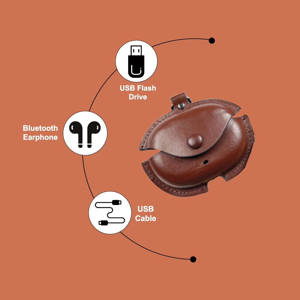 Dark Brown - Universal Earpod Pouch Infographic