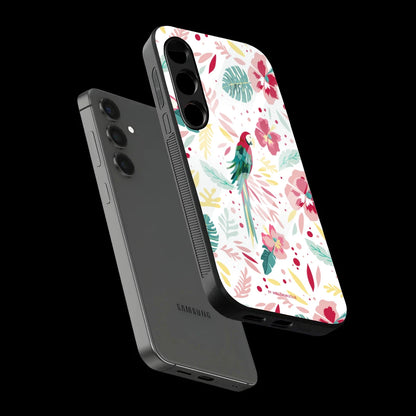 Tropical Parrot Floral - Glass Case For Samsung Galaxy Infographic
