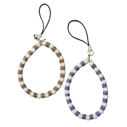 Purple & Brown Clay Beads With Pearl - A Combo Of 2 Phone Charms