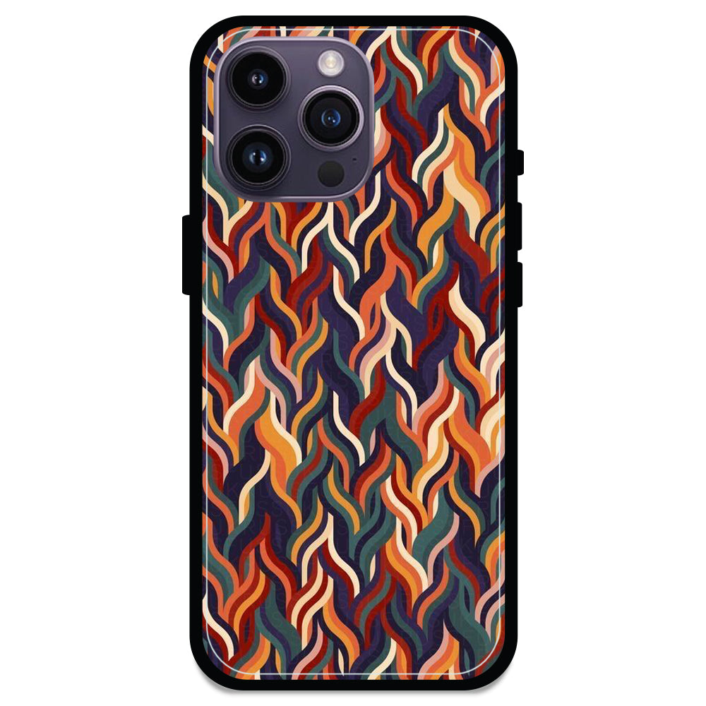 Abstract Colorful Waves - Glossy Metal Silicone Case For Apple iPhone Models- Apple iPhone 14 pro max