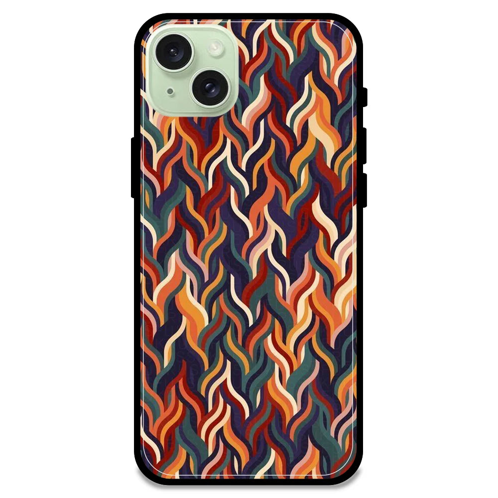 Abstract Colorful Waves - Glossy Metal Silicone Case For Apple iPhone Models- Apple iPhone 15 plus