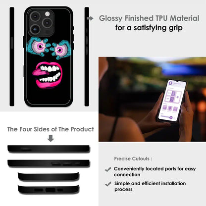 Neon Eyeball Pop Art - Glossy Metal Silicone Case For Apple iPhone Infographic