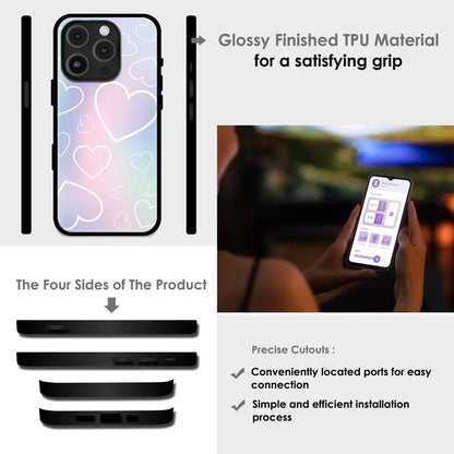 Pastel Heart Dream - Glossy Metal Silicone Case For Apple iPhone Infographic