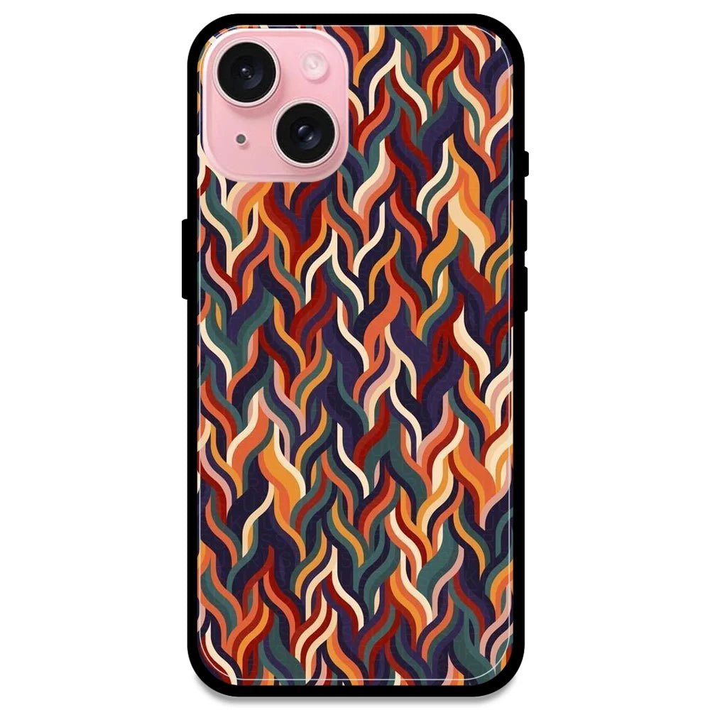 Abstract Colorful Waves - Glossy Metal Silicone Case For Apple iPhone Models- Apple iPhone 15