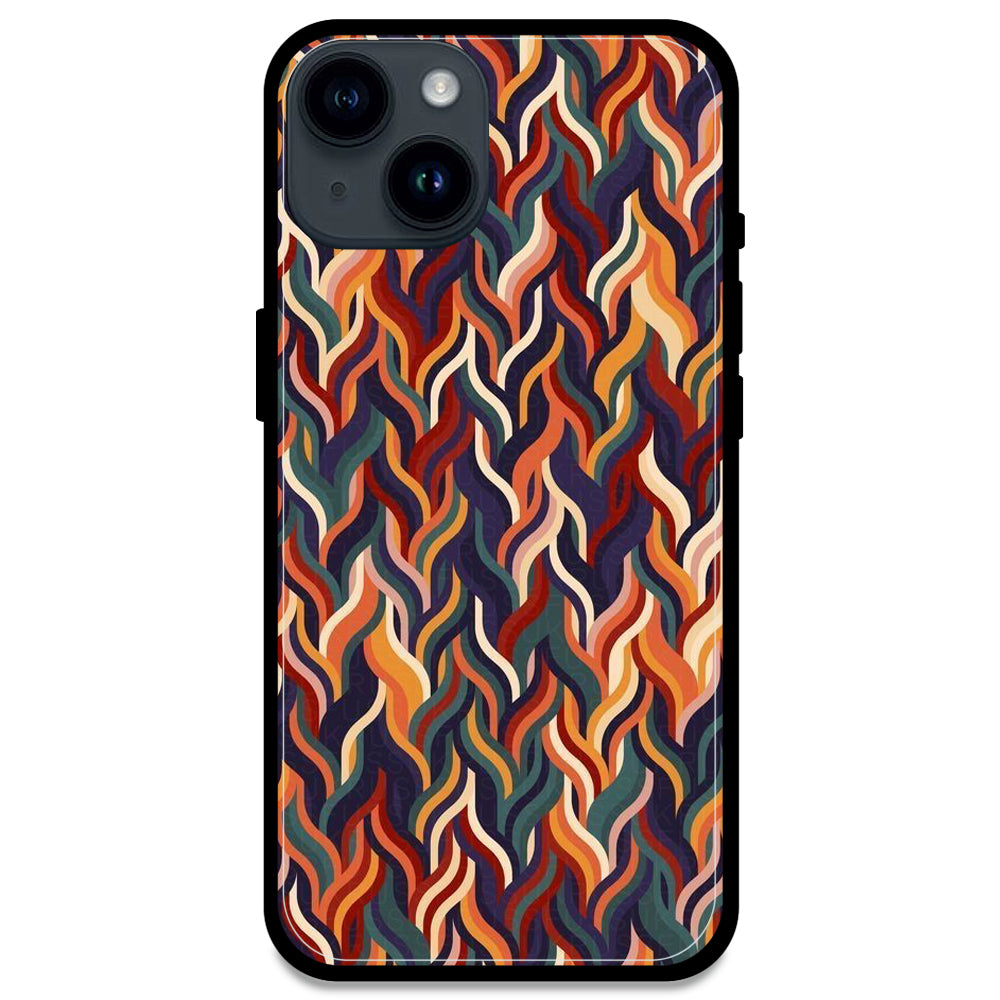 Abstract Colorful Waves - Glossy Metal Silicone Case For Apple iPhone Models- Apple iPhone 14