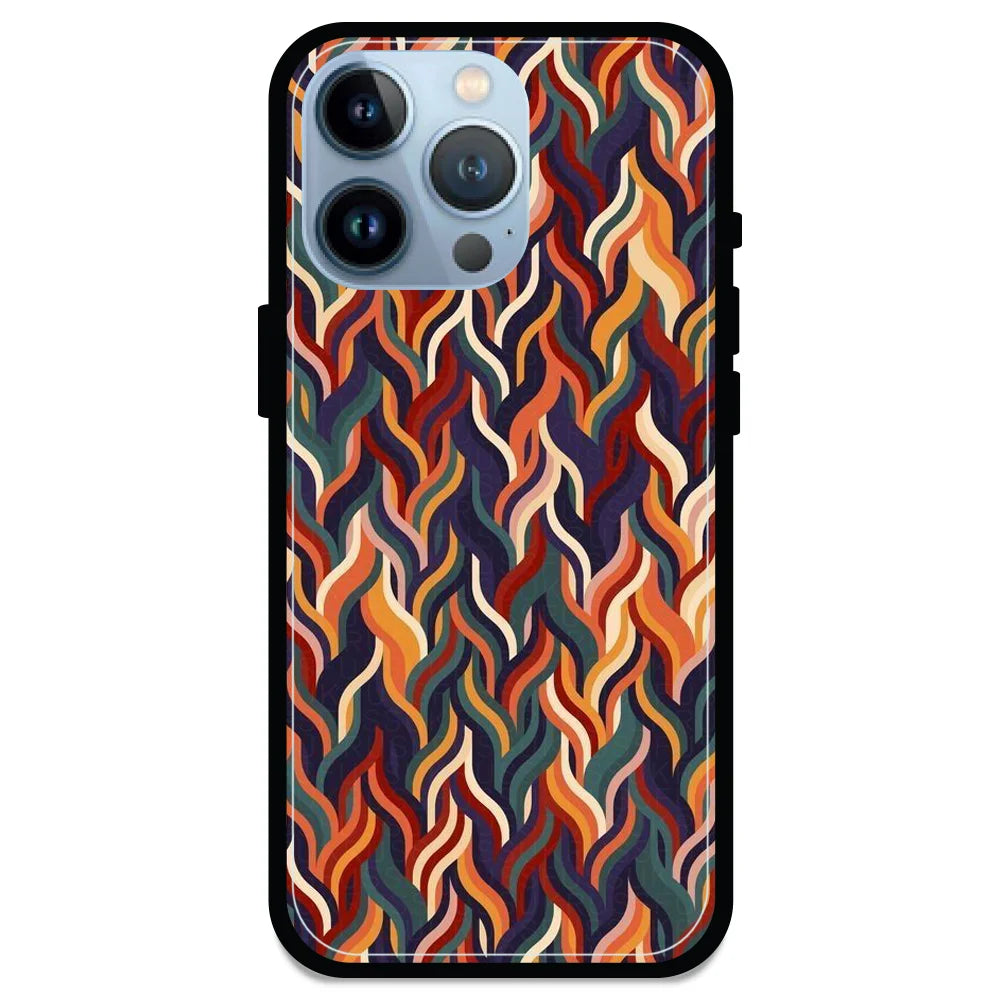 Abstract Colorful Waves - Glossy Metal Silicone Case For Apple iPhone Models- Apple iPhone 13 pro max