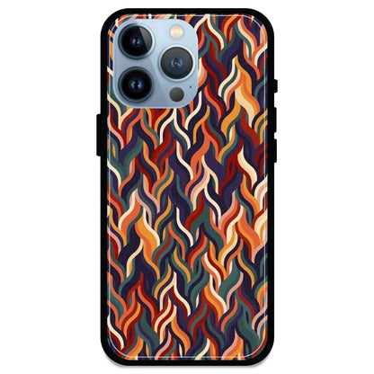 Abstract Colorful Waves - Glossy Metal Silicone Case For Apple iPhone Models- Apple iPhone 13 pro max