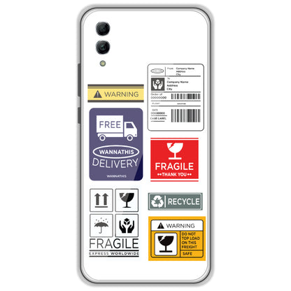 Caution Labels - Clear Printed Case For Honor Models honor 10 lite