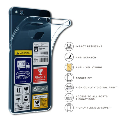 Caution Labels - Clear Printed Case For Samsung Models