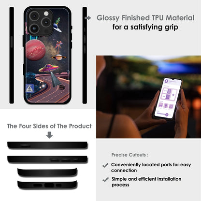 Cosmic Aesthetic - Glossy Metal Silicone Case For Apple iPhone Infographic