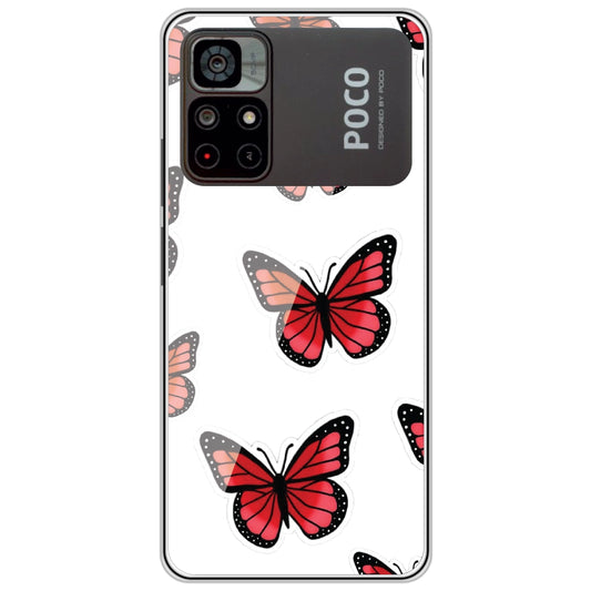 Red Butterfly - Clear Printed Silicone Case For Poco Models