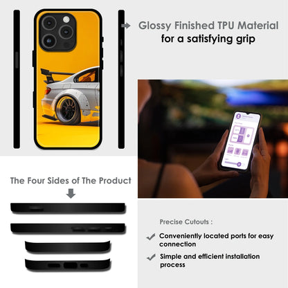 Sport Car Yellow Background - Glossy Metal Silicone Case For Apple iPhone Infographic